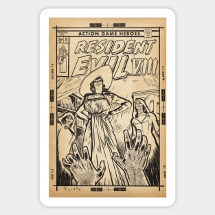 Resident Evil 8 Village fan art comic cover line art Sticker